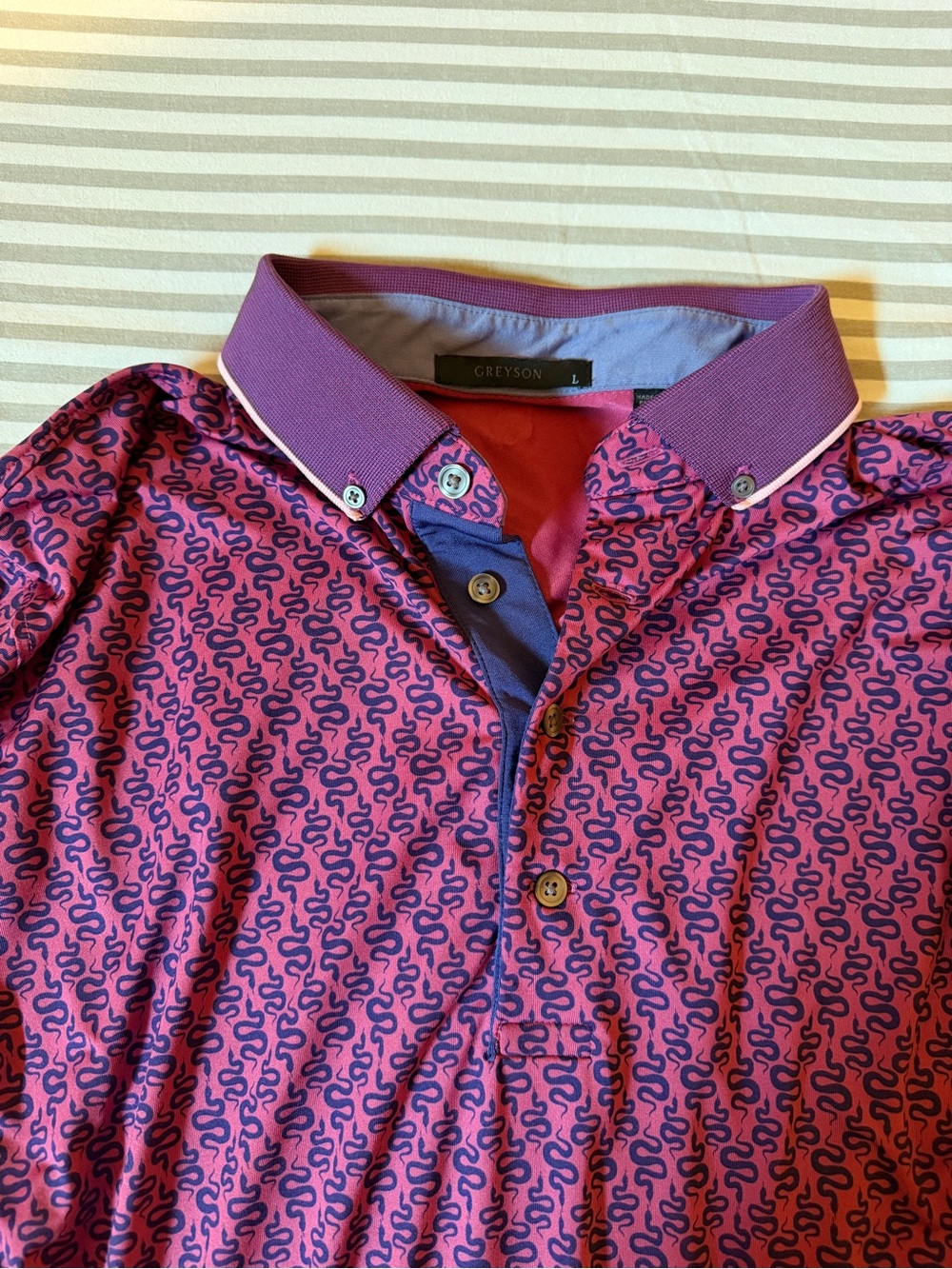 Greyson Pink Polo with Purple Collar
